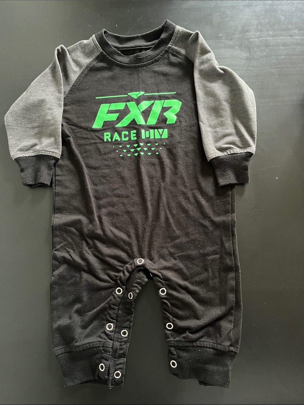FXR Black & Gray 'Race Day' Baby One-Piece Footie